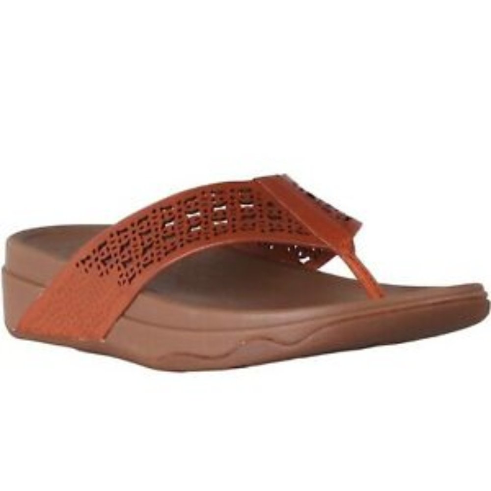 FitFlop Surfa Floral Lattice Sandals Dark Tan Women 8